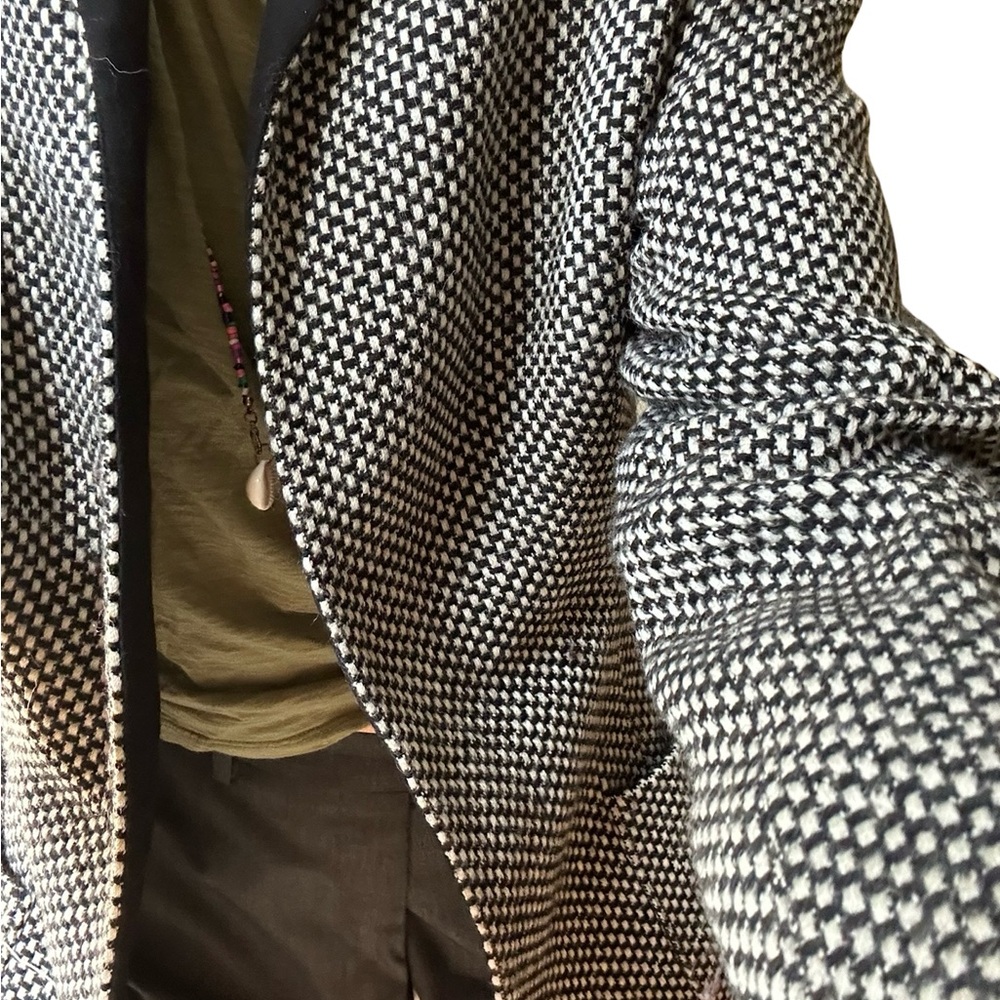 Tahari Black White Check Open Front Lined Blazer Size 14 - Picture 11 of 14